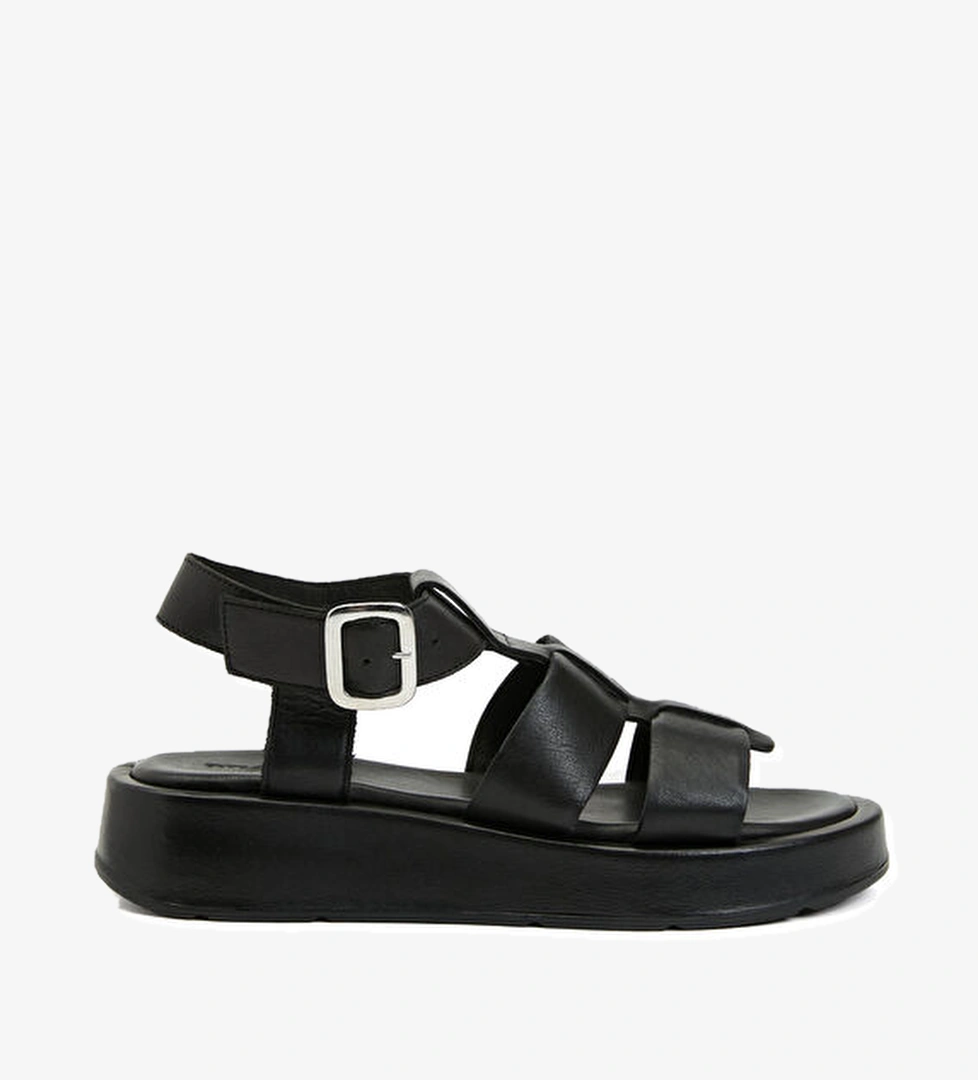 Divarese Siyah Kadın Deri Sandalet model görseli