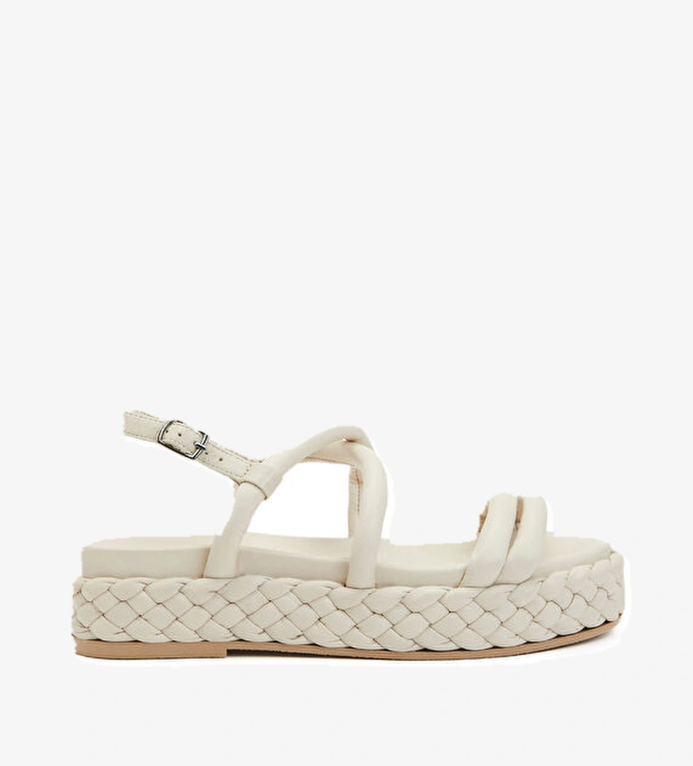 George Hogg Kırık Beyaz Kadın Deri Sandalet model görseli