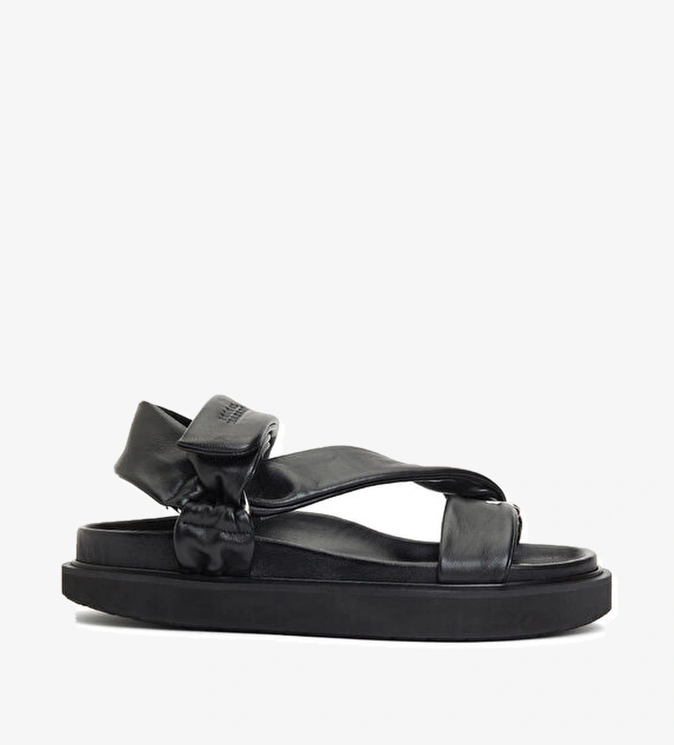 Siyah Kadın Deri Sandalet - Görsel 1