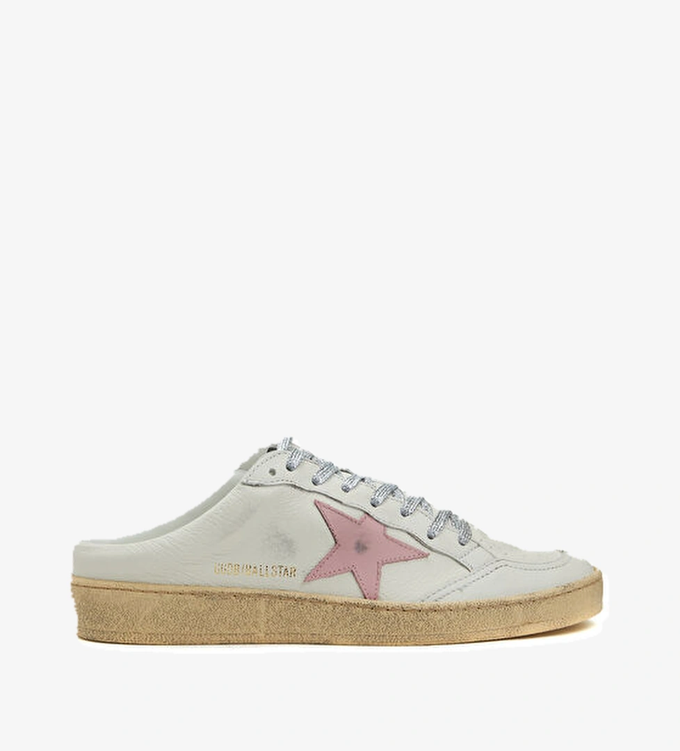 Golden Goose Ball Star Sabots Pembe Beyaz Kadın Deri Sneaker model görseli