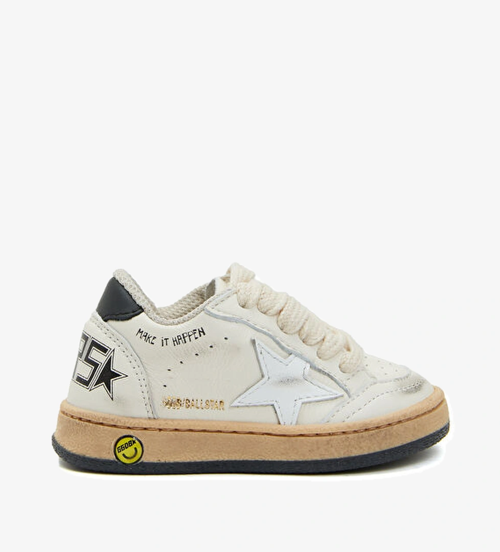 Golden Goose Ball Star Siyah Beyaz Unisex Çocuk Deri Sneaker model görseli