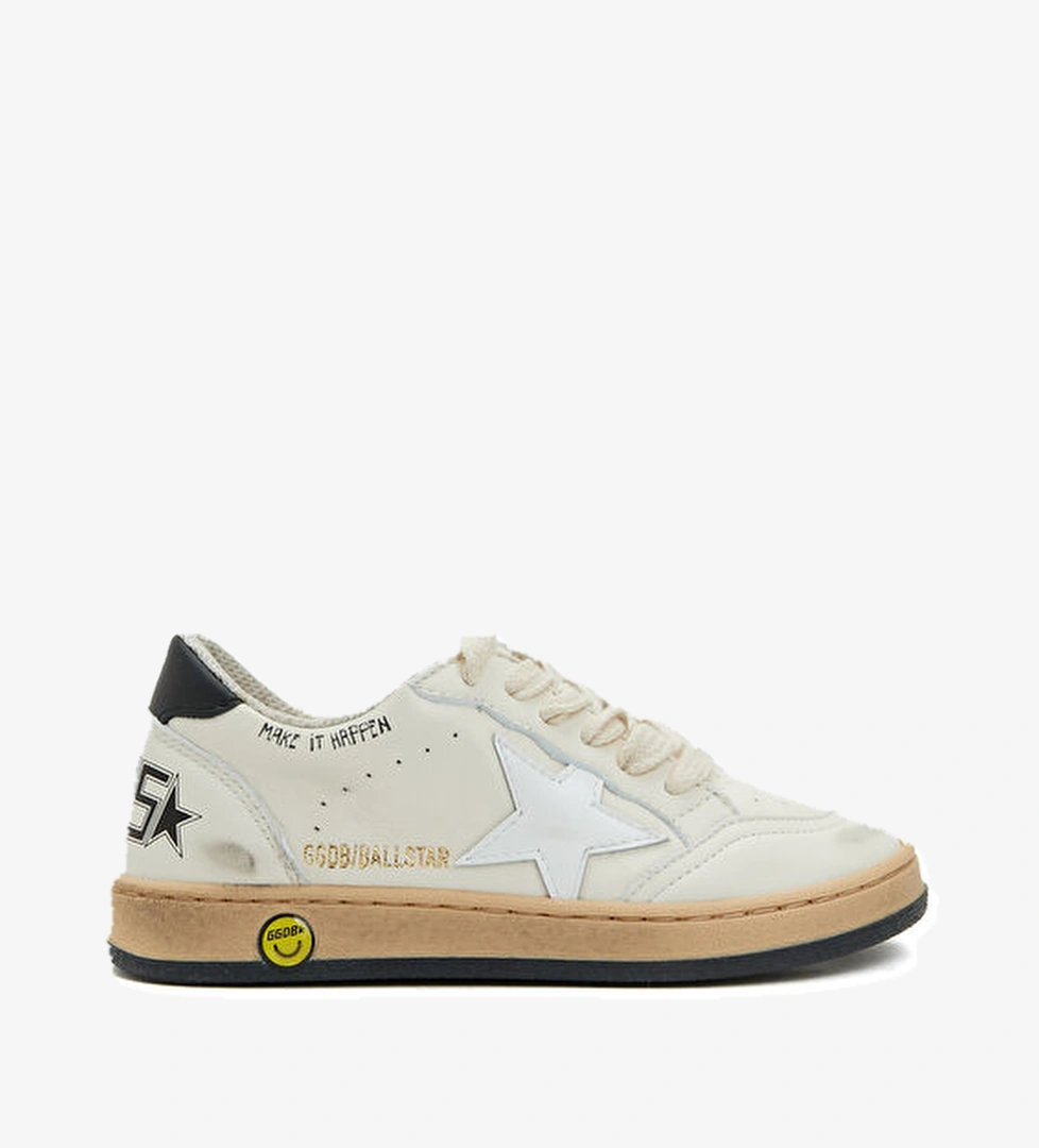 Golden Goose Ball Star Siyah Beyaz Unisex Çocuk Deri Sneaker model görseli