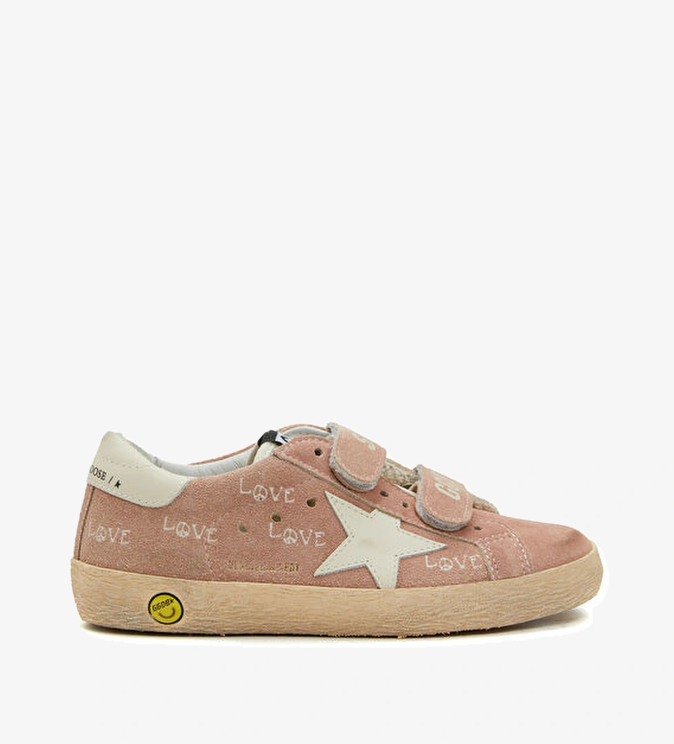 Golden Goose Old School Pembe Beyaz Unisex Çocuk Sneaker model görseli