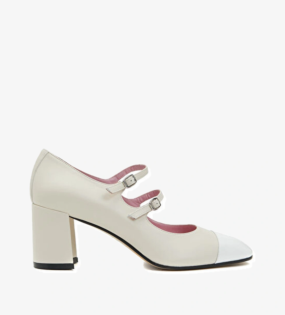 Carel Krem Beyaz Deri Topuklu Ayakkabı model görseli