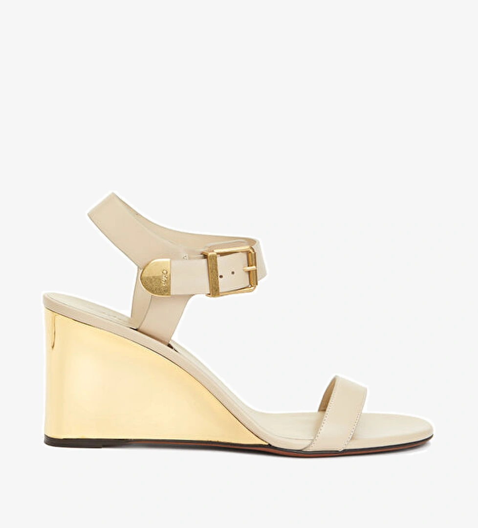 Chloe Bej Dolgu Topuklu Kadın Deri Sandalet model görseli