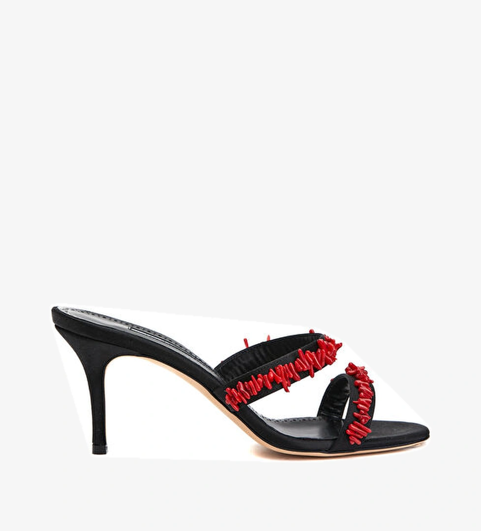 Manolo Blahnik Siyah Kırmızı Kadın Terlik model görseli