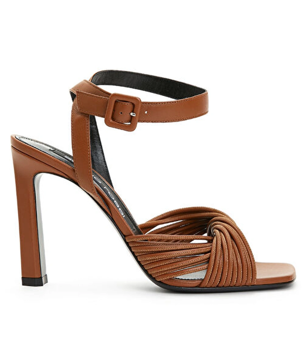 Kahverengi Kadın Deri Sandalet - Görsel 1