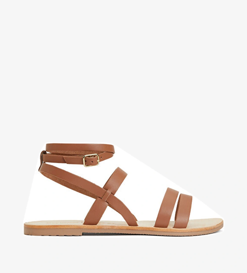 Manebi Mika Taba Gladyatör Deri Sandalet model görseli