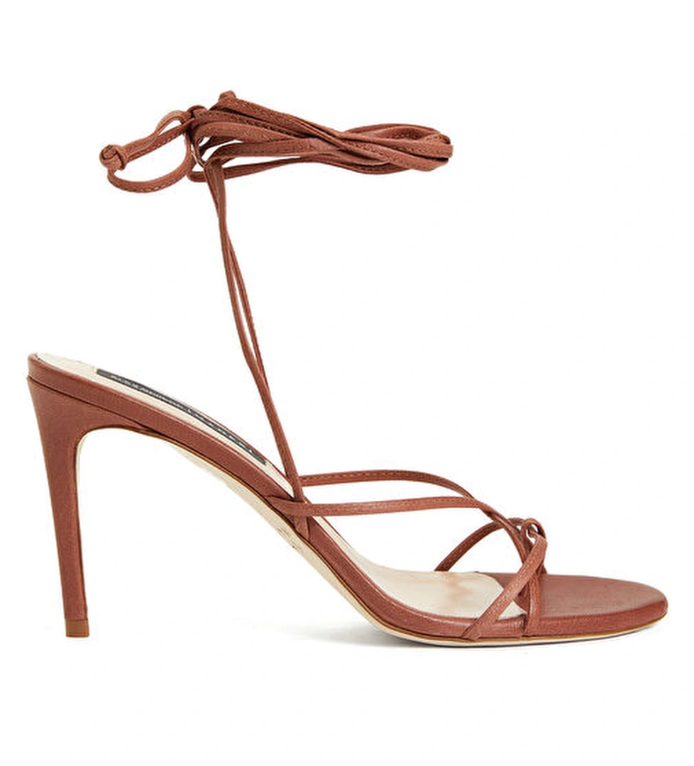 Kahverengi Kadın Deri Sandalet - Görsel 1