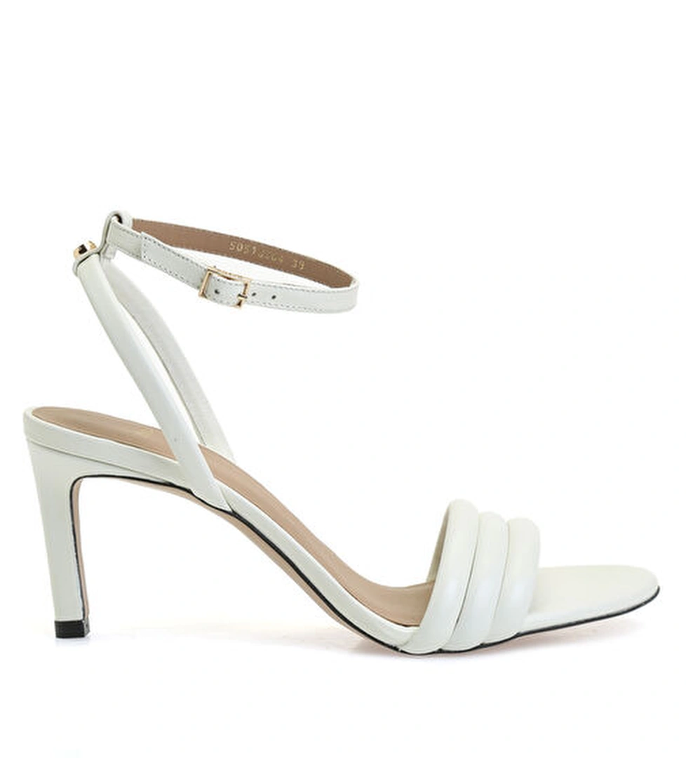 Beyaz Kadın Deri Sandalet - Görsel 1