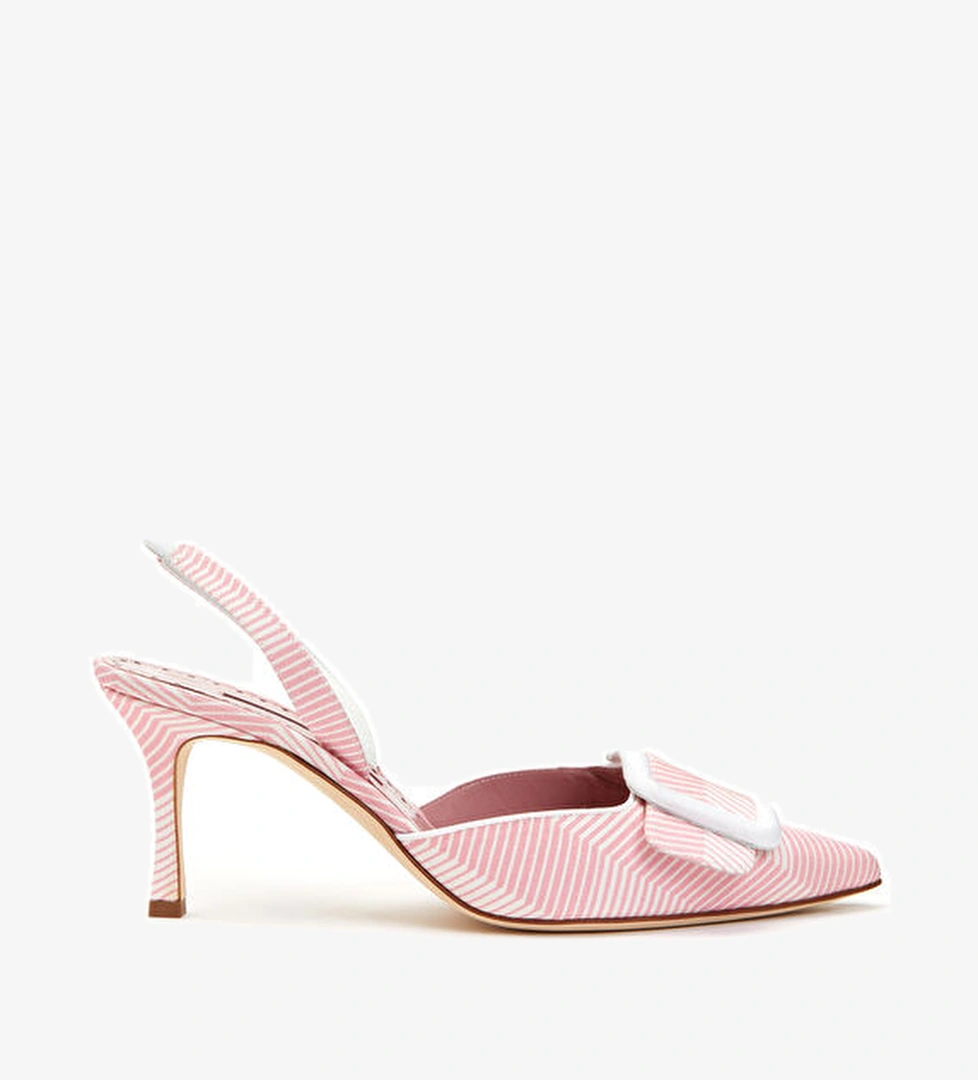 Mayslibi Pembe Beyaz Desenli Topuklu Ayakkabı - Görsel 1