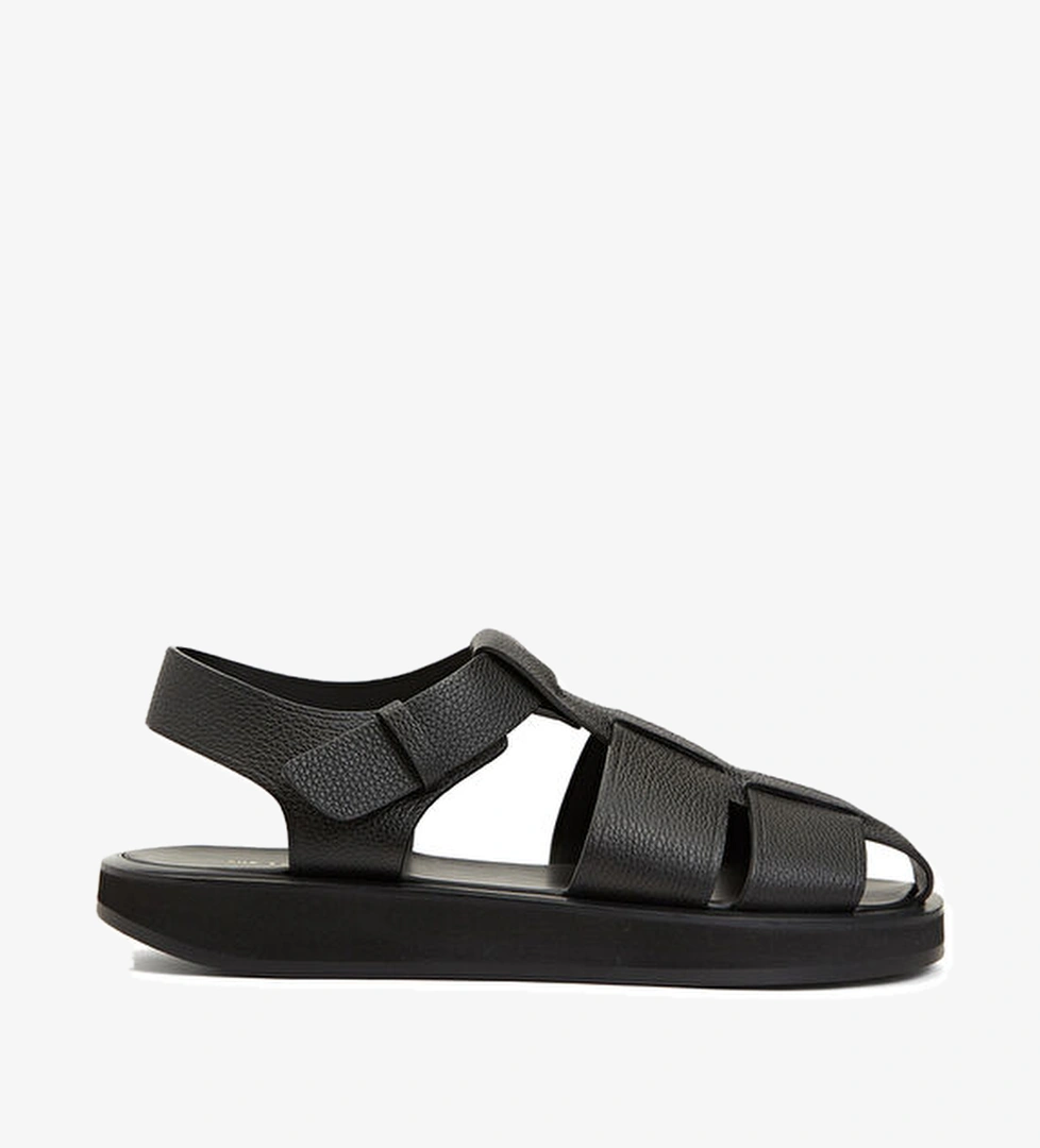 Siyah Kadın Deri Sandalet - Görsel 1