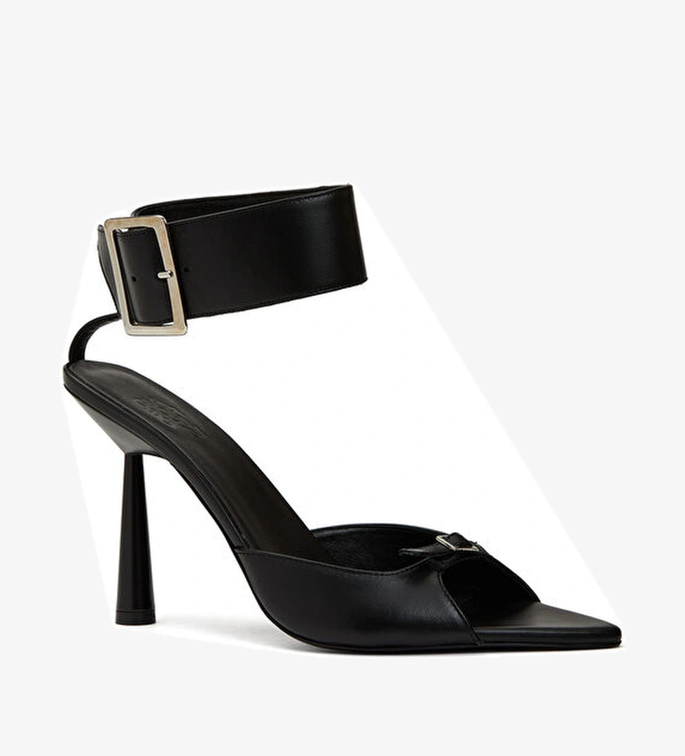 Gia Borghini Cami Siyah Kadın Deri Sandalet model görseli