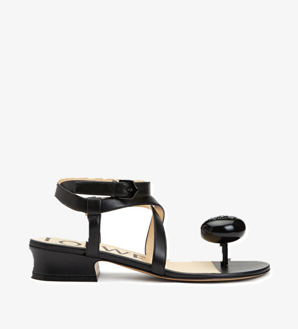 Loewe X Paula's Ibiza Calle Pebble Siyah Kadın Deri Sandalet model görseli