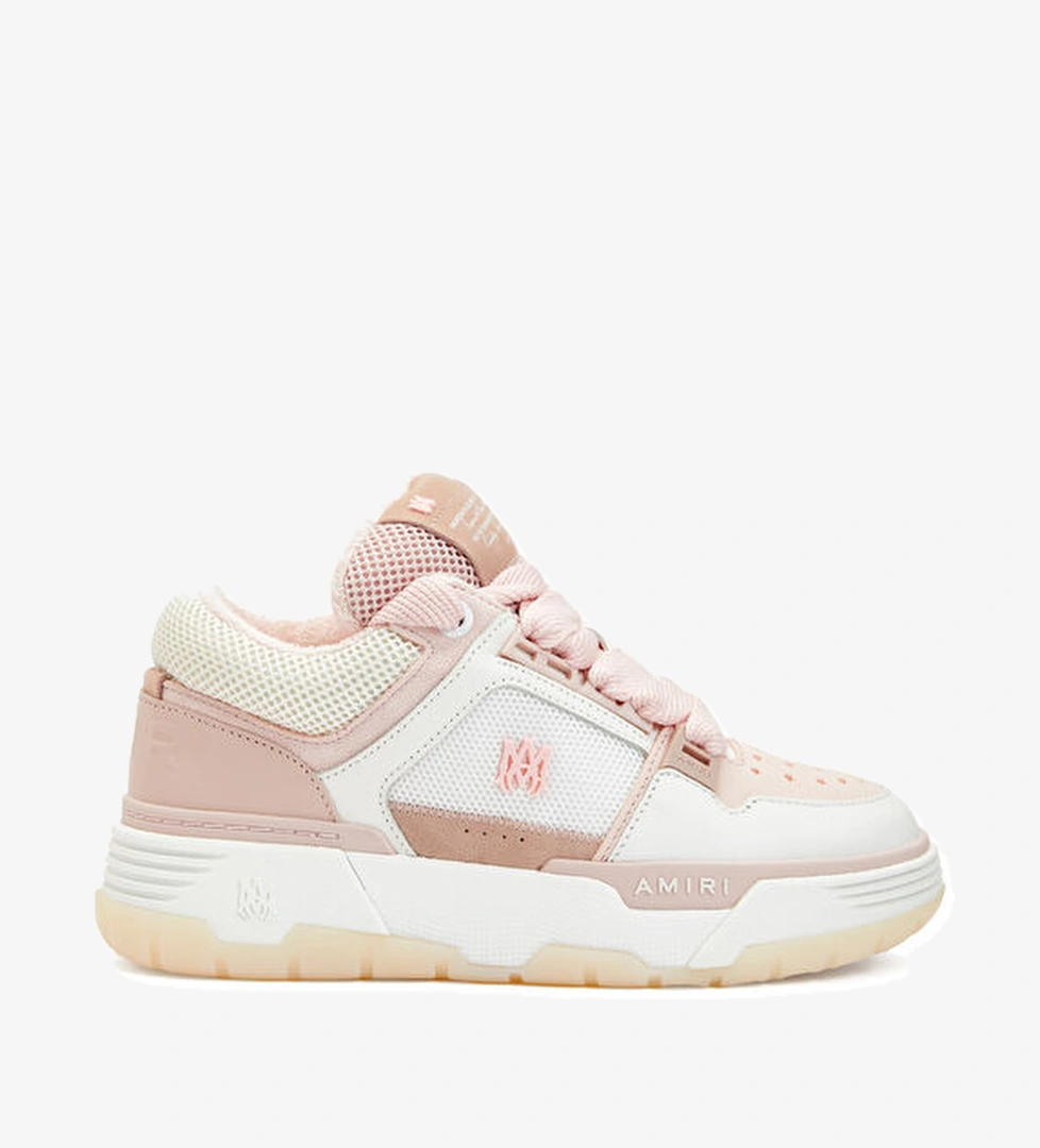 Pembe Beyaz Kadın Deri Sneaker - Görsel 1