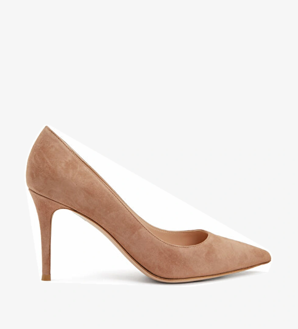 Gianvito 85 Bej Süet Stiletto - Görsel 1