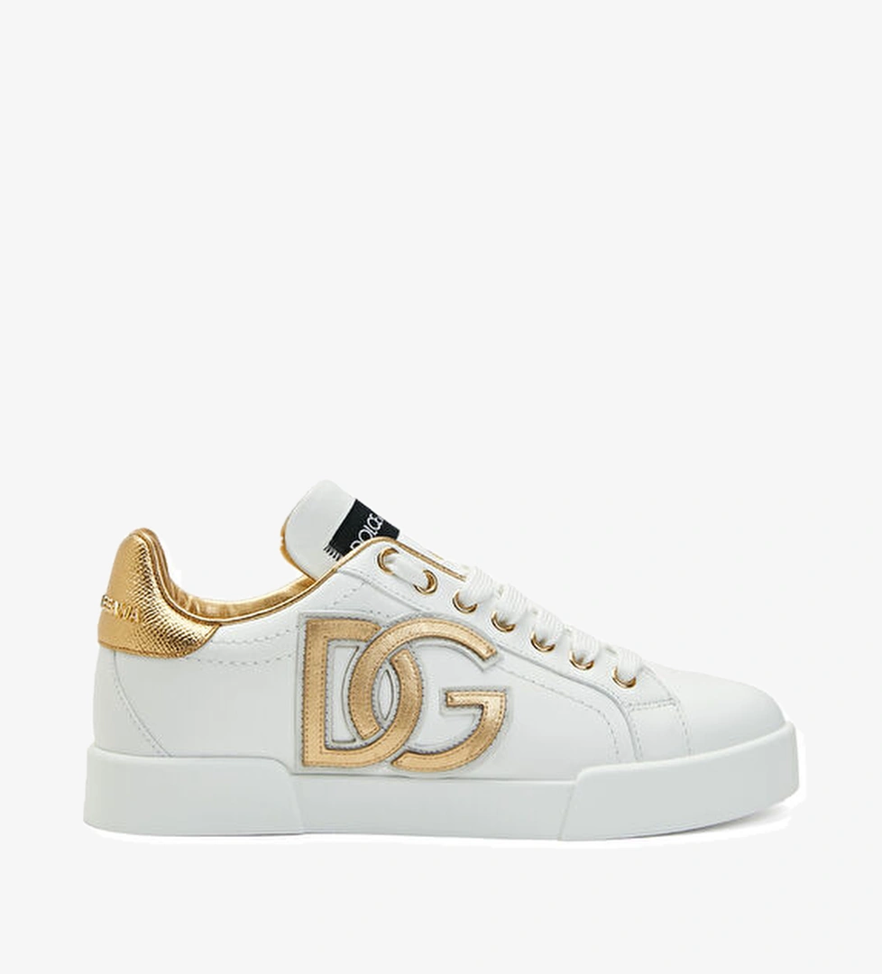 Dolce&gabbana Beyaz Gold Logolu Kadın Deri Sneaker model görseli