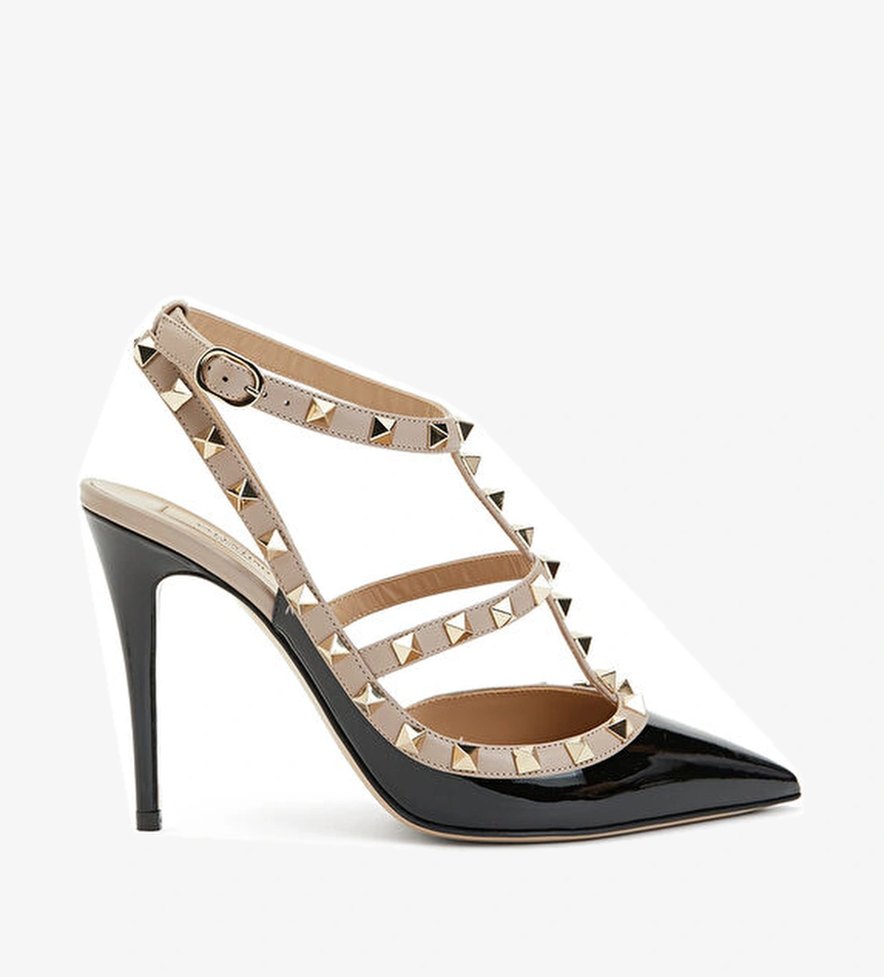 Valentino Garavani Rockstud Siyah Deri Topuklu Ayakkabı model görseli