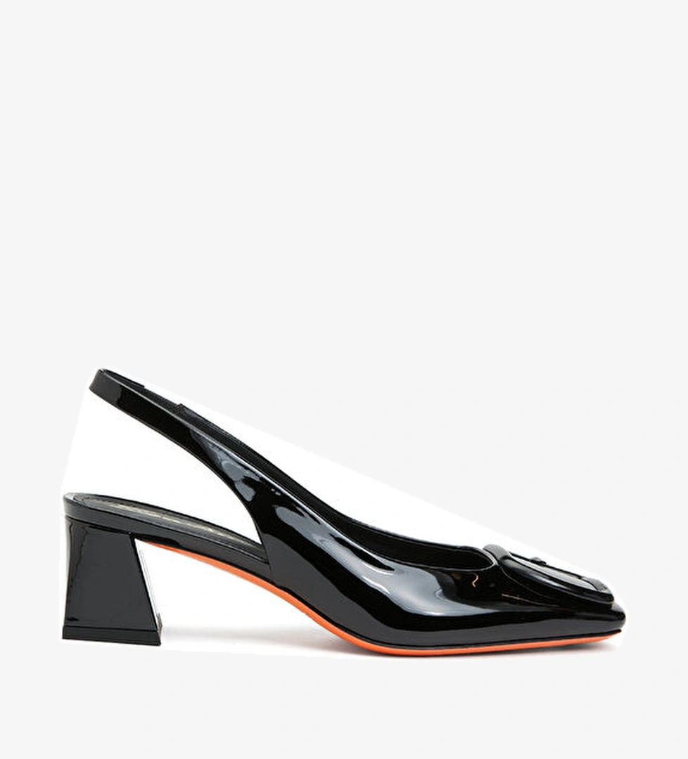 Santoni Siyah Deri Topuklu Ayakkabı model görseli