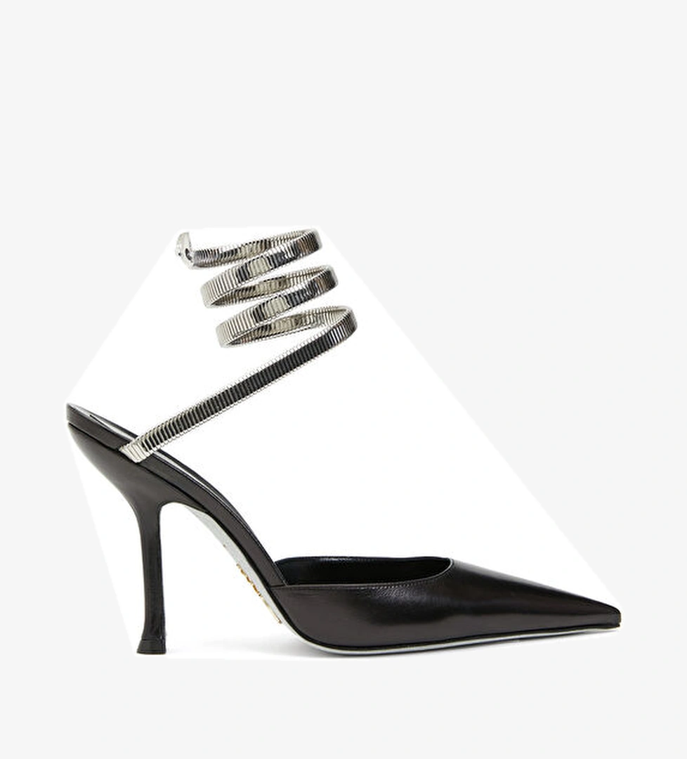 Rene Caovilla Siyah Silver Topuklu Ayakkabı model görseli