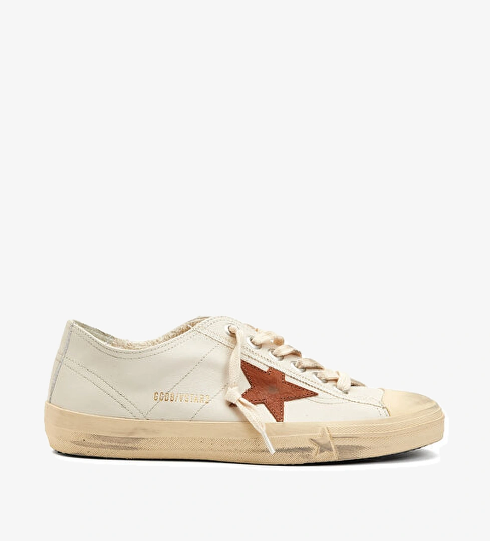 Golden Goose V-Star 2 Taba Beyaz Kadın Deri Sneaker model görseli