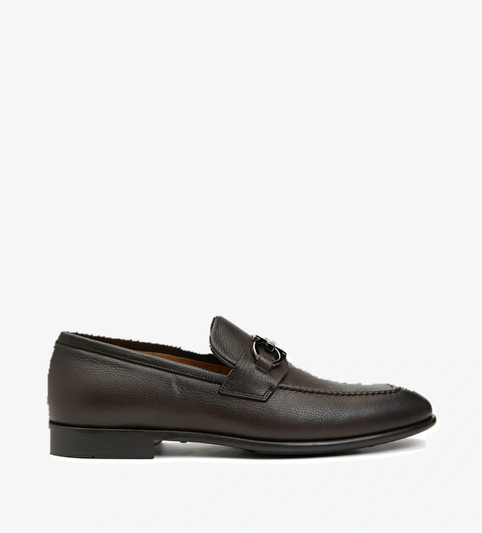 Ferragamo Kahverengi Logo Detaylı Erkek Deri Loafer model görseli