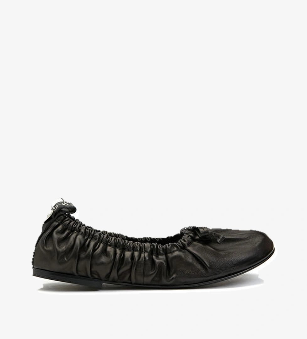 Acne Studios Siyah Fiyonk Detaylı Deri Babet model görseli