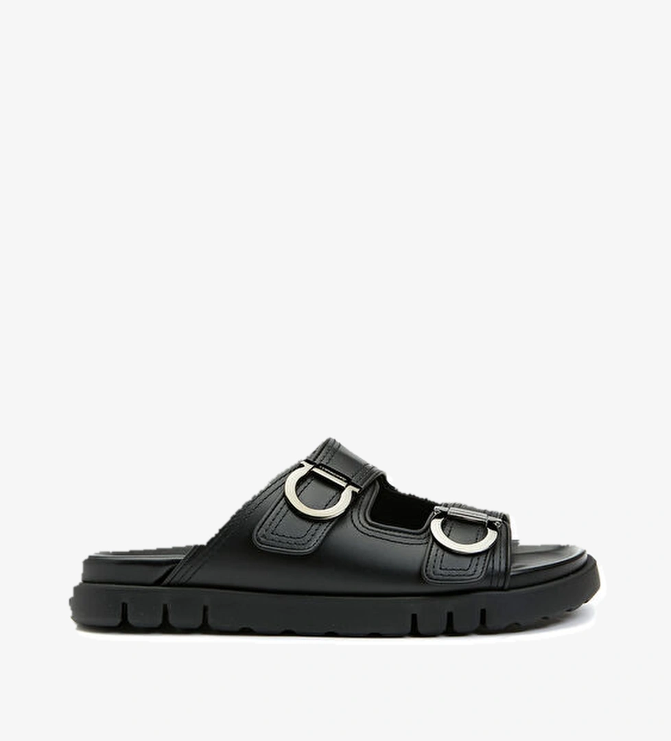 Ferragamo Siyah Erkek Deri Terlik model görseli