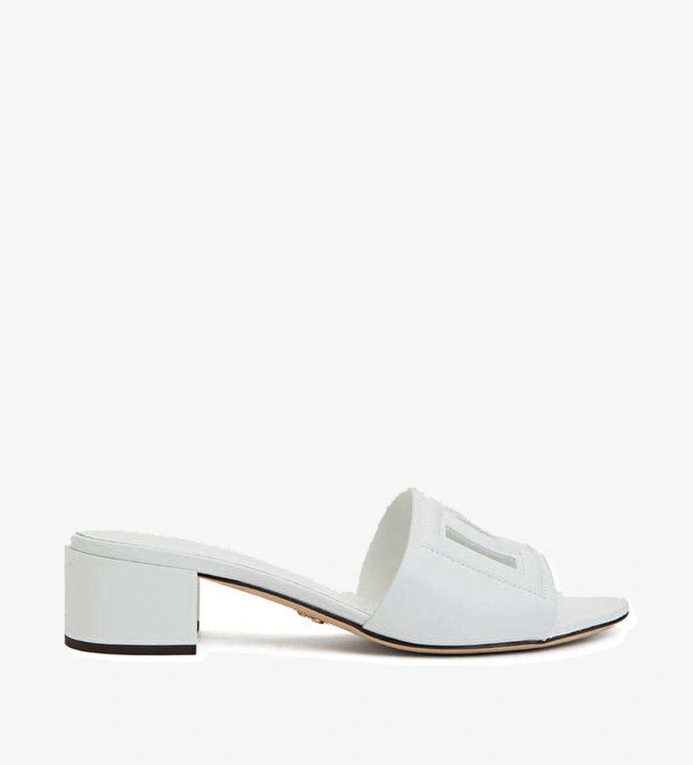 Dolce&gabbana Siyah Logolu Topuklu Deri Terlik model görseli