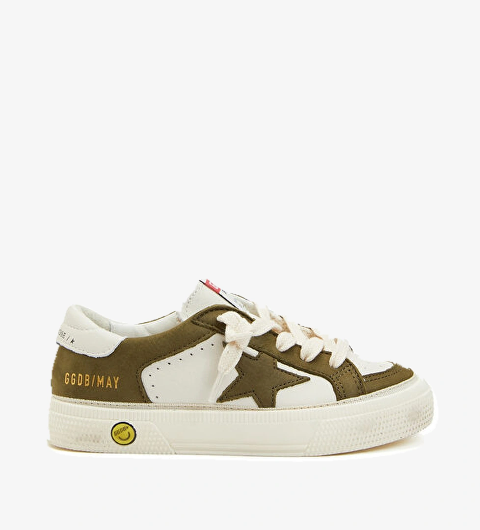 Golden Goose May Beyaz Yeşil Unisex Çocuk Deri Sneaker model görseli