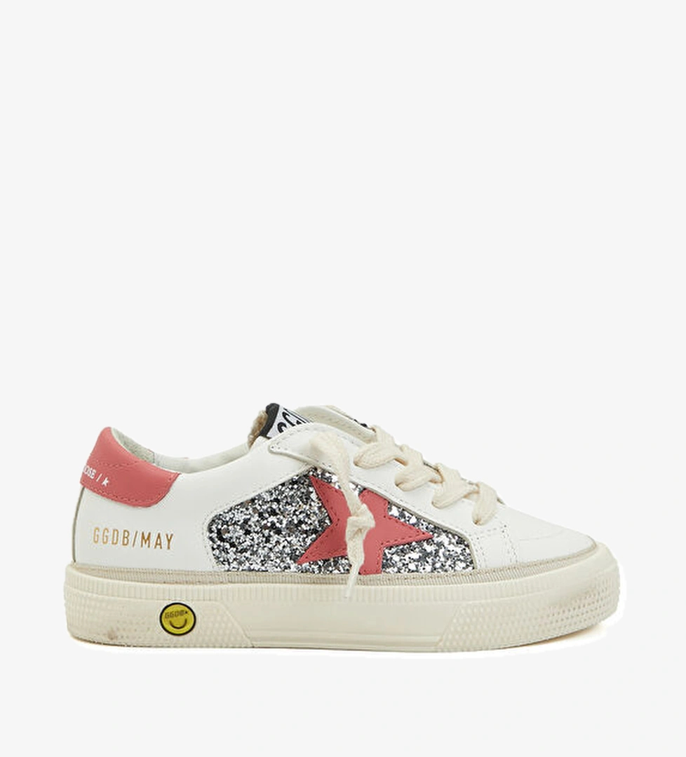 Golden Goose May Kırmızı Beyaz Unisex Çocuk Deri Sneaker model görseli