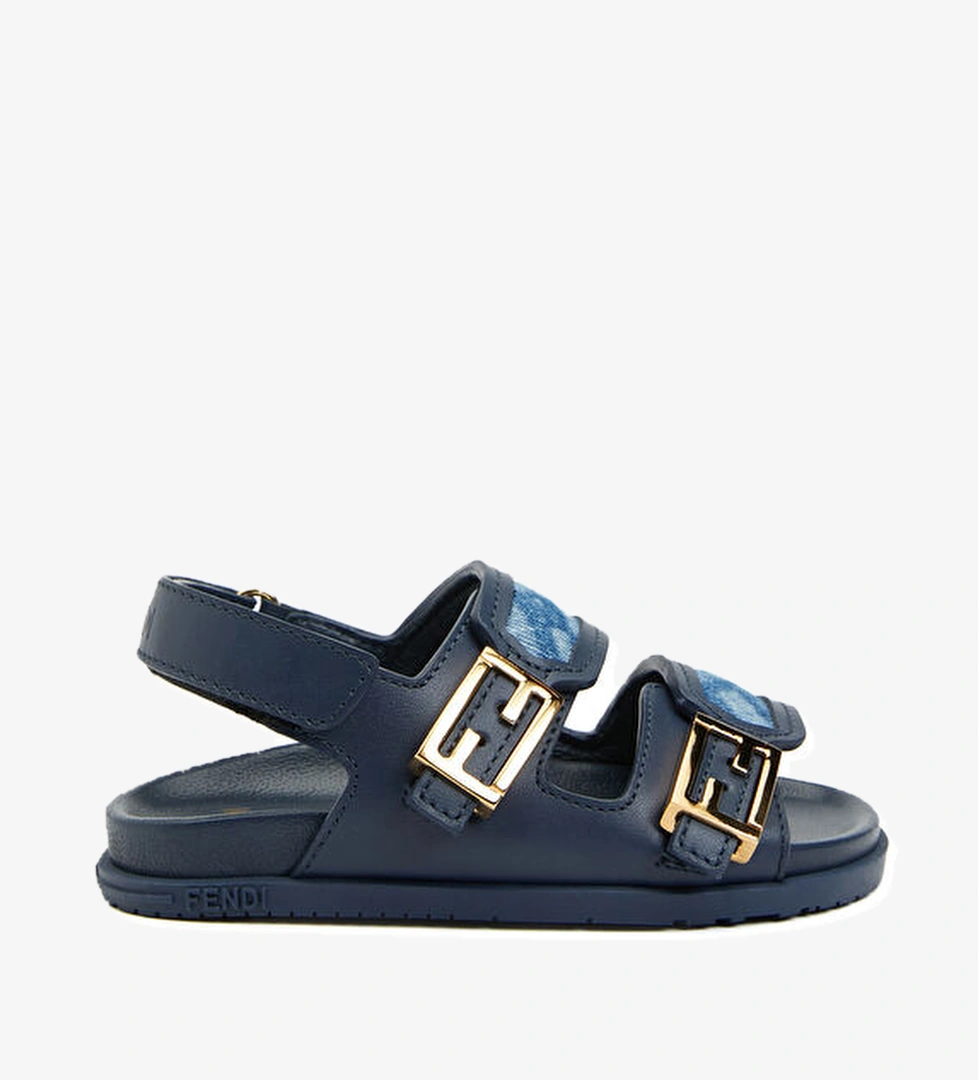 Fendi Mavi Logolu Çocuk Deri Sandalet model görseli
