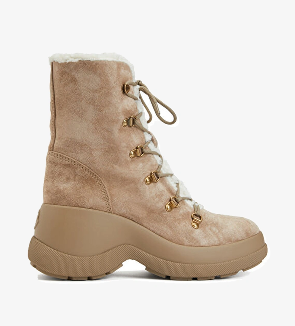 Moncler Camel Logo Detaylı Kadın Süet Bot model görseli