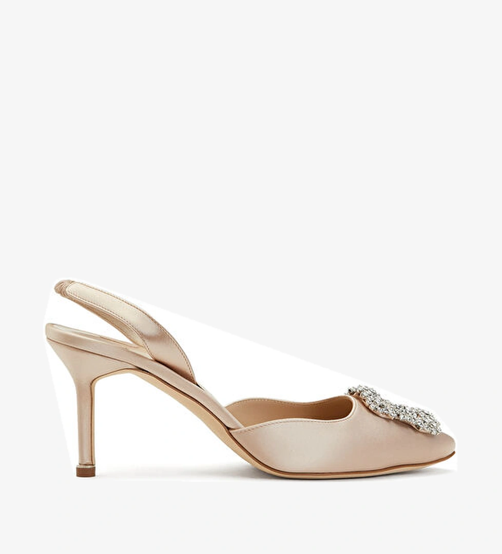 Manolo Blahnik Hangisli Bej Topuklu Ayakkabı model görseli