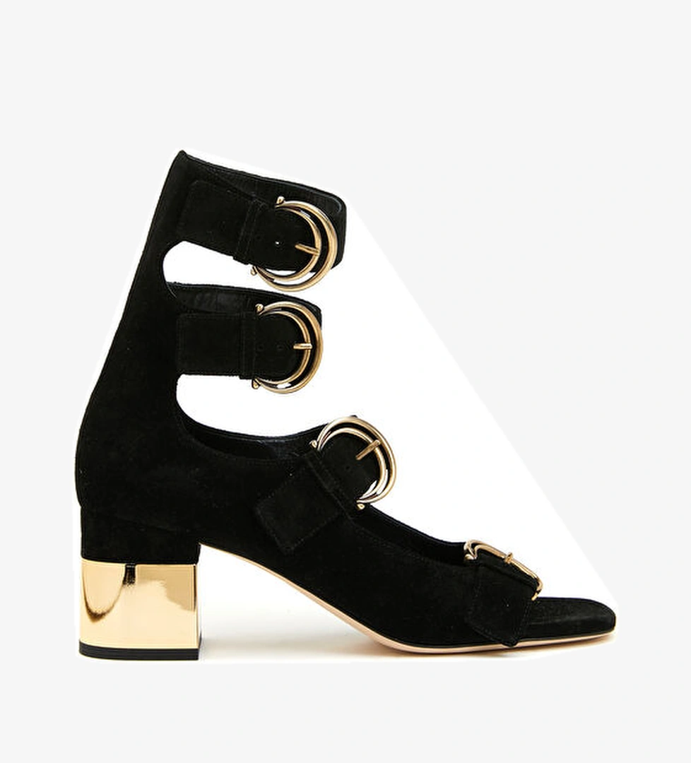 Siyah Kadın Deri Sandalet - Görsel 1