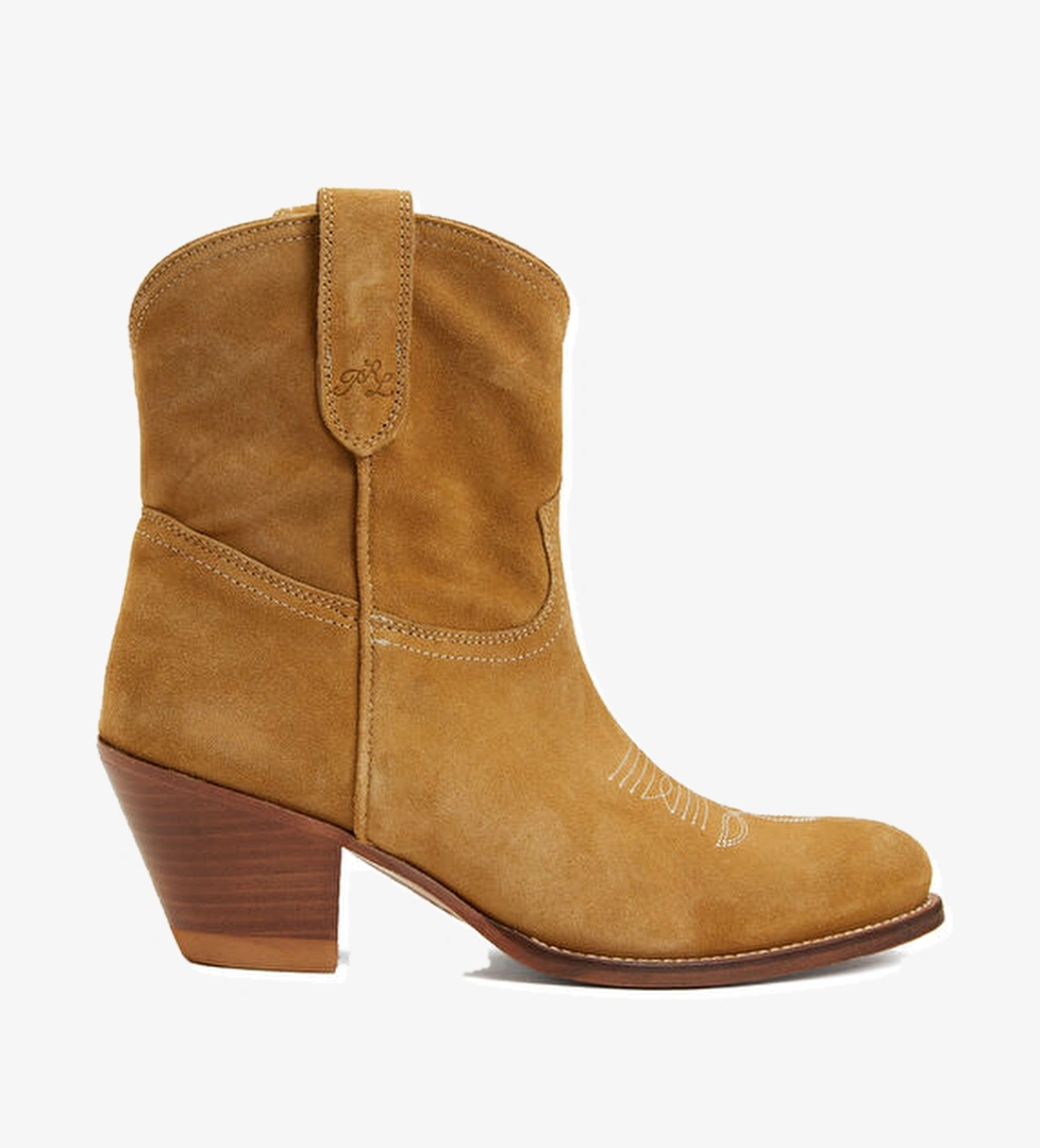 Karamel Dikiş Detaylı Kadın Süet Bot - Görsel 1