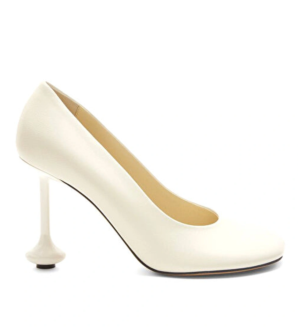 Loewe Toy Beyaz Deri Topuklu Ayakkabı model görseli
