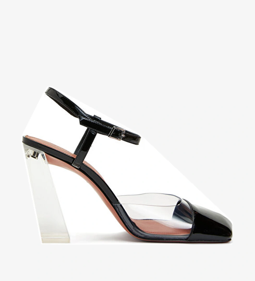 Charlotte Glass Şeffaf Deri Topuklu Ayakkabı - Görsel 1