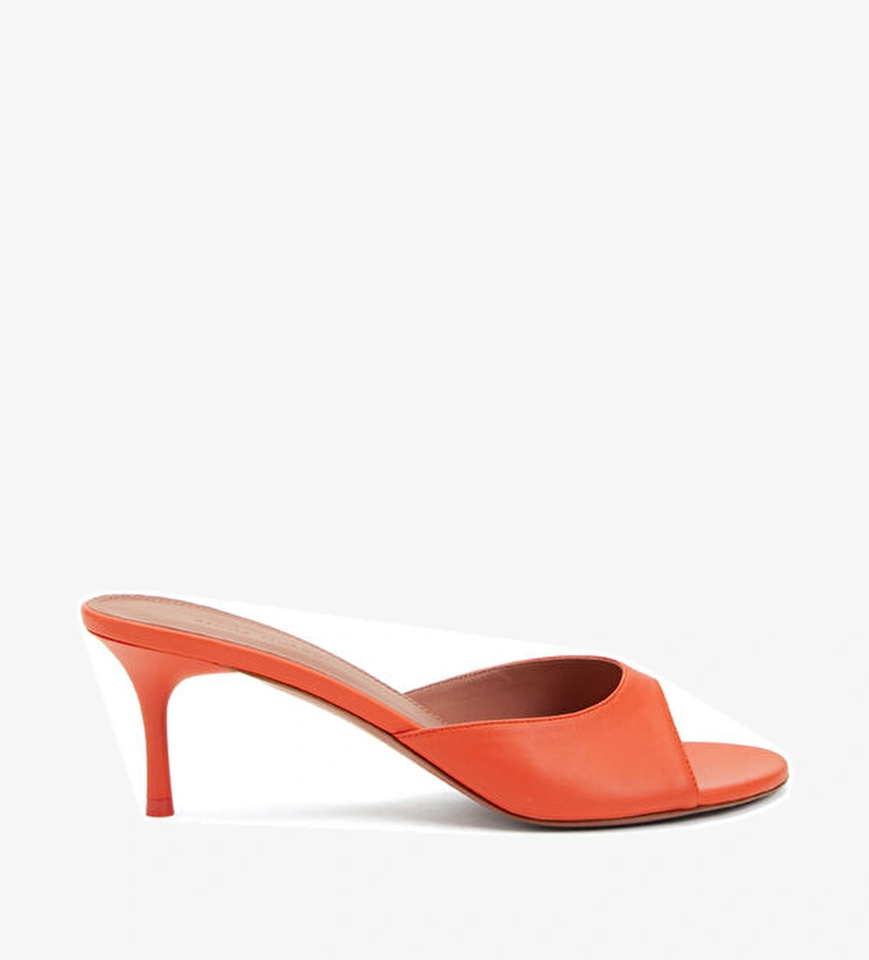 Amina Muaddi Jeanne Turuncu Deri Topuklu Terlik model görseli