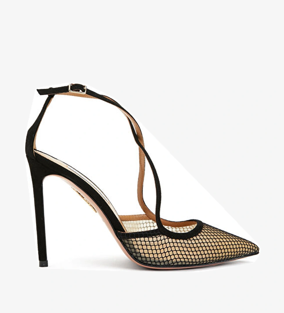 Aquazzura Wicked Mesh Siyah Topuklu Ayakkabı model görseli