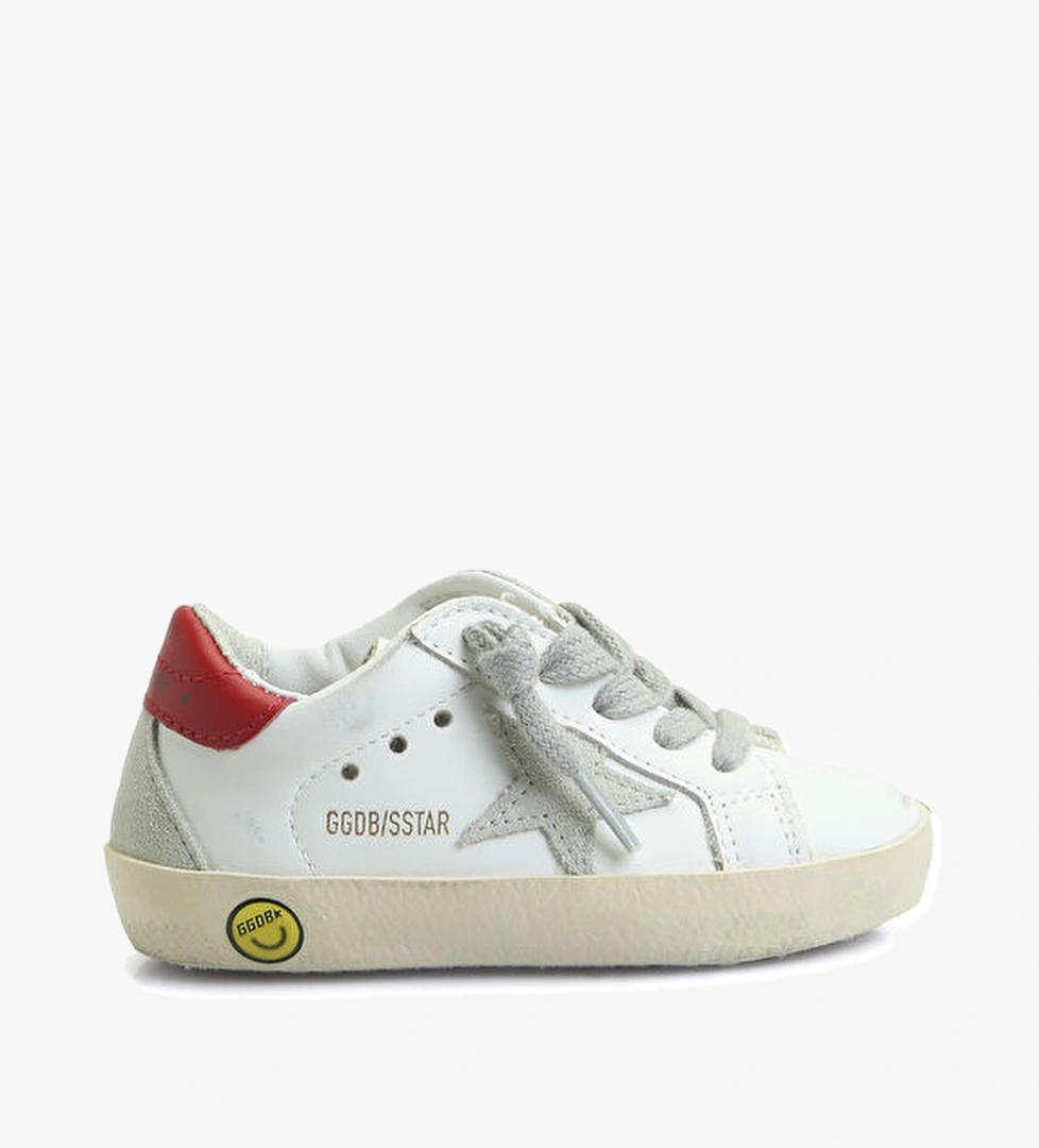 Golden Goose Super Star Kırmızı Beyaz Unisex Çocuk Deri Sneaker model görseli
