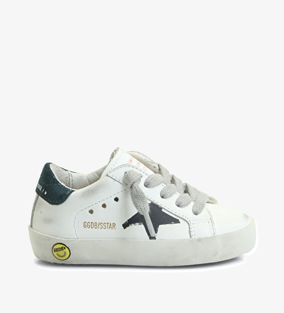 Golden Goose Super Star Beyaz Yeşil Unisex Çocuk Deri Sneaker model görseli