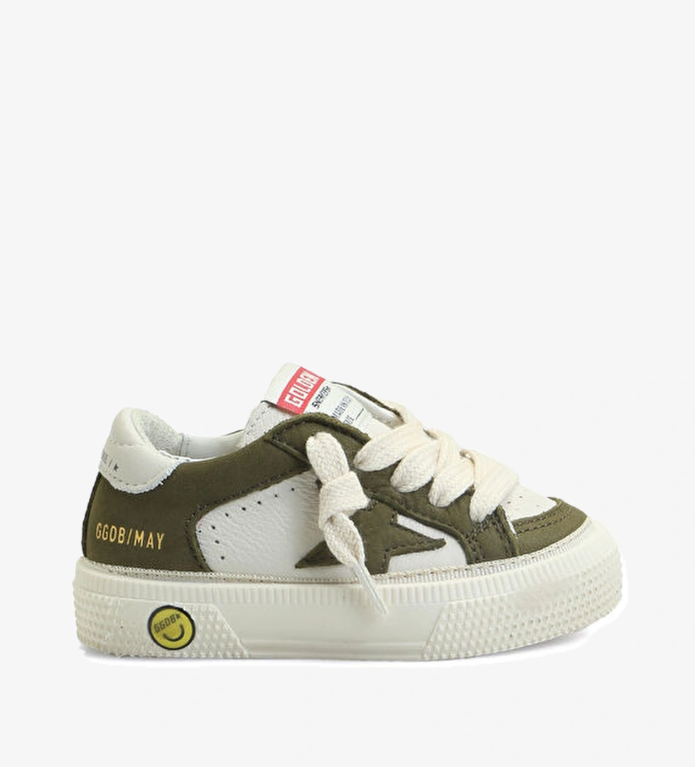 Golden Goose May Beyaz Yeşil Unisex Çocuk Deri Sneaker model görseli