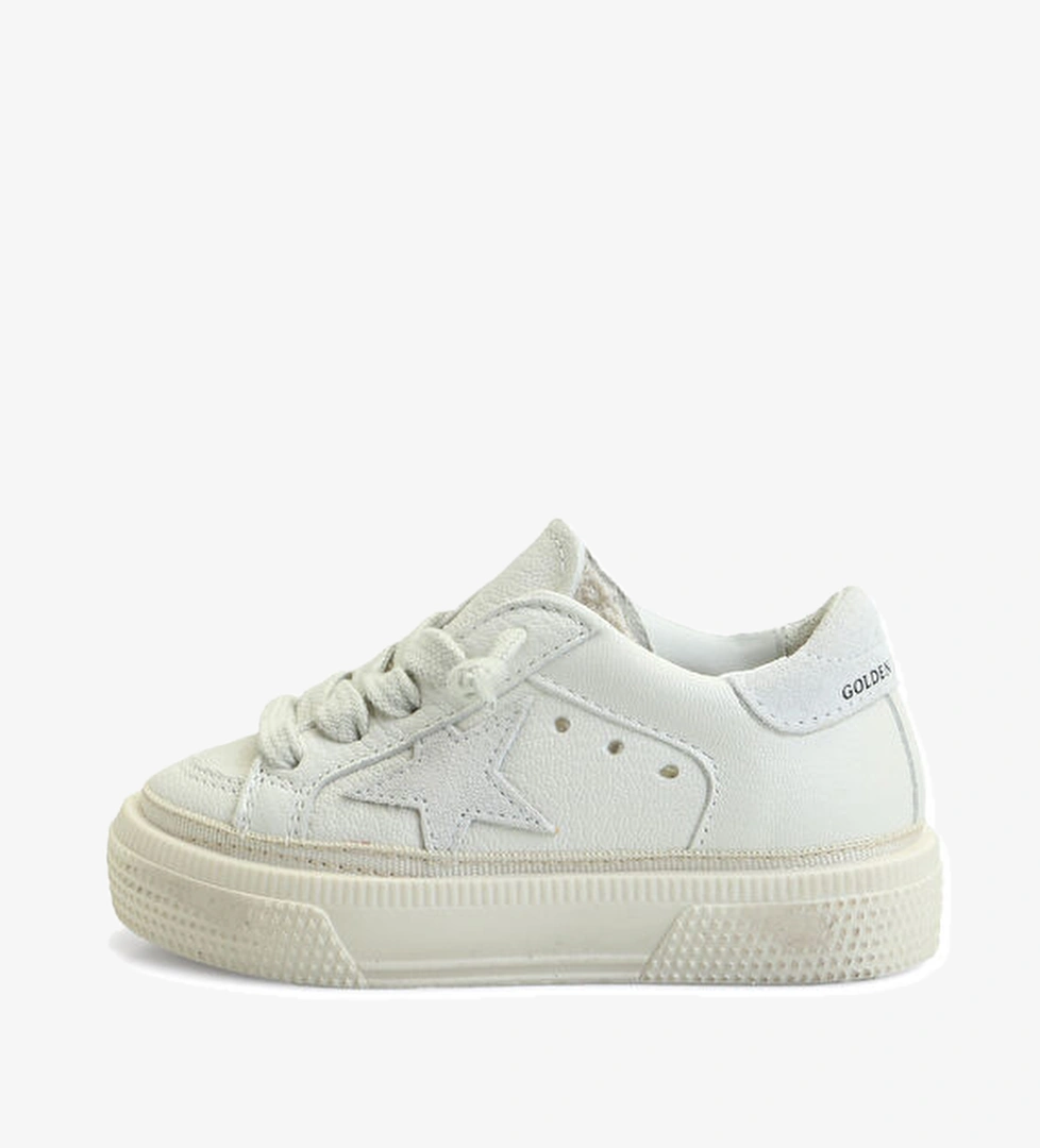 Golden Goose May Beyaz Unisex Çocuk Deri Sneaker model görseli