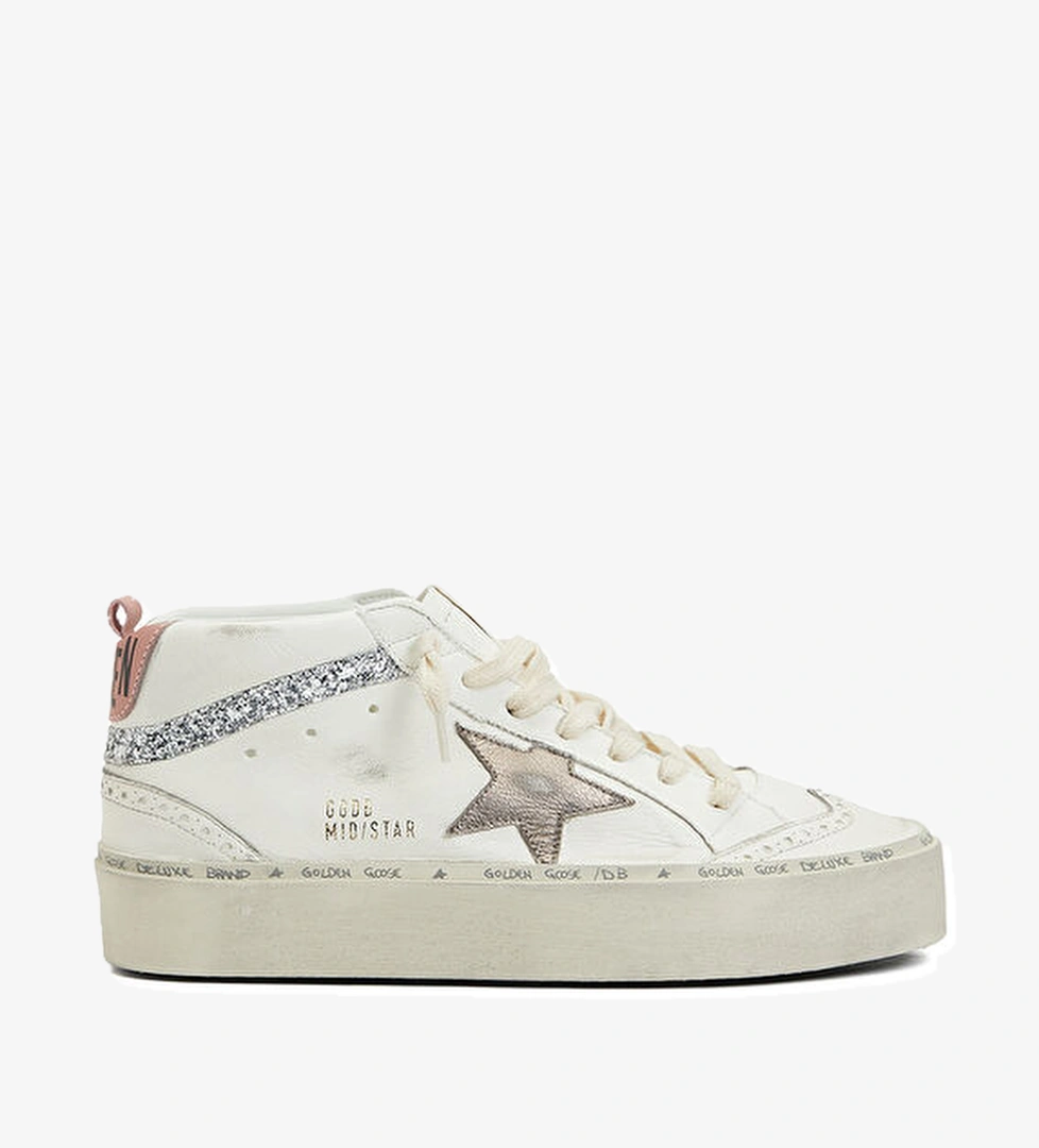 Mid Star Krem Kadın Deri Sneaker - Görsel 1