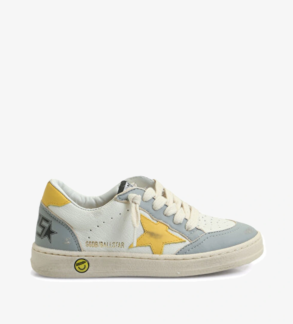 Golden Goose Ball Star Beyaz Gri Unisex Çocuk Deri Sneaker model görseli