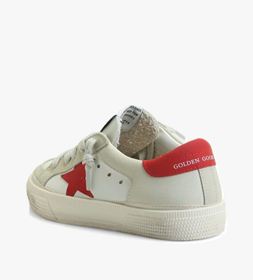 Golden Goose May Beyaz Kırmızı Logolu Çocuk Deri Sneaker model görseli