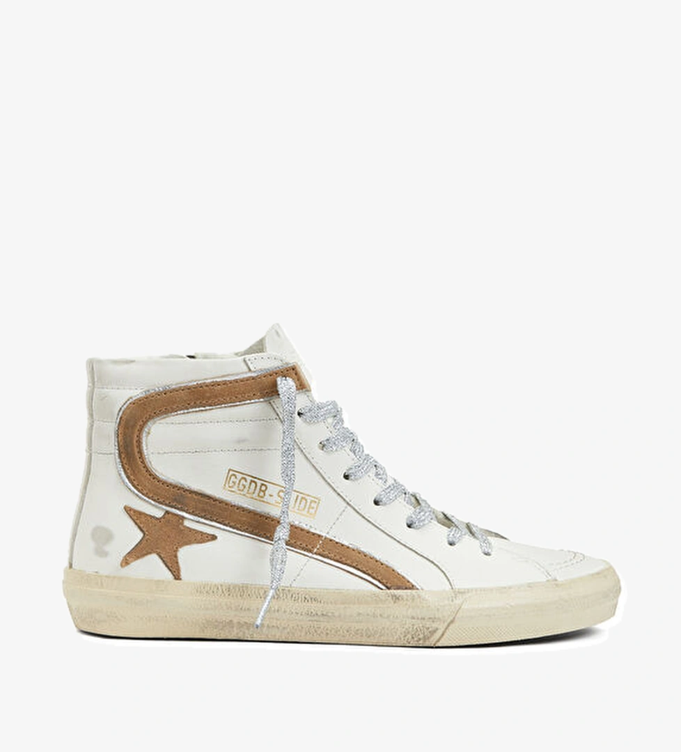 Golden Goose Slide Taba Beyaz Kadın Deri Sneaker model görseli