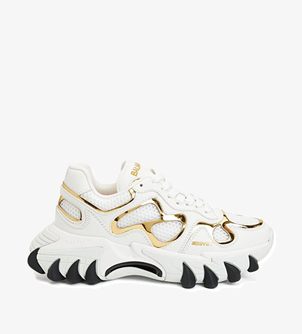 B East Beyaz Gold Logolu Kadın Deri Sneaker - Görsel 1