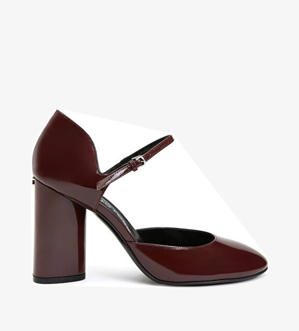 Bordo Deri Topuklu Ayakkabı - Görsel 1